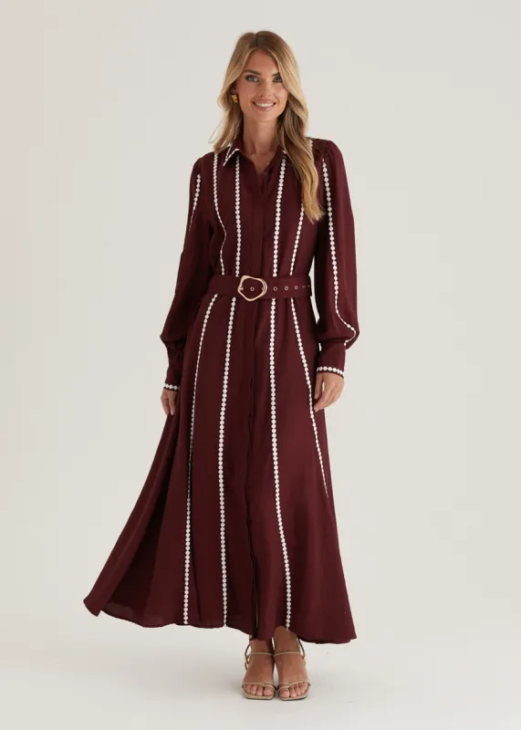 Nevaeh Maxi Dress - Burgundy sold by Gingham & Heels