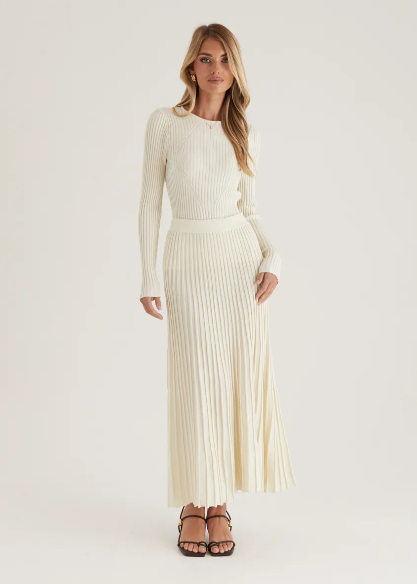 Skylee Knit Maxi Skirt - Cream sold by Gingham & Heels product image thumbnail 5