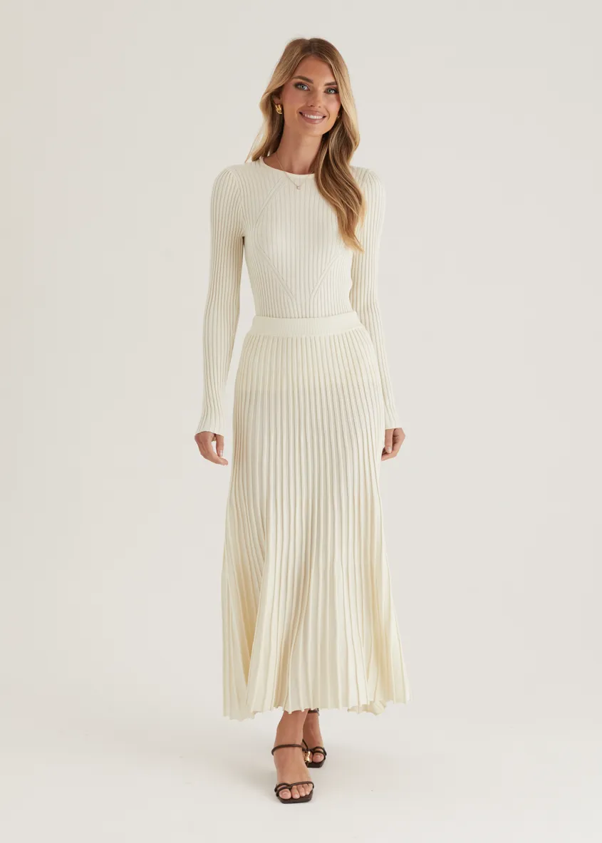 Skylee Knit Maxi Skirt - Cream sold by Gingham & Heels product image thumbnail 2