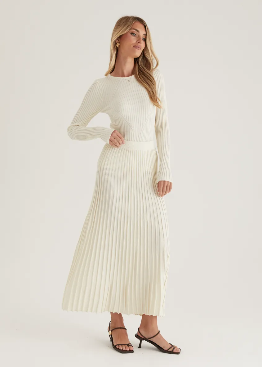 Skylee Knit Maxi Skirt - Cream sold by Gingham & Heels product image thumbnail 3
