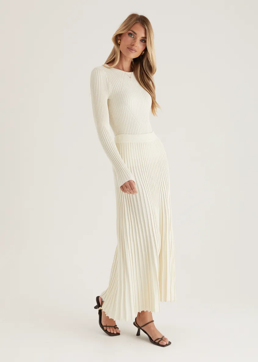 Skylee Knit Maxi Skirt - Cream sold by Gingham & Heels