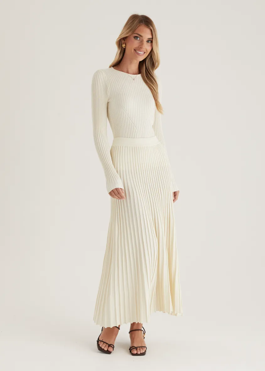 Skylee Knit Maxi Skirt - Cream sold by Gingham & Heels product image thumbnail 4