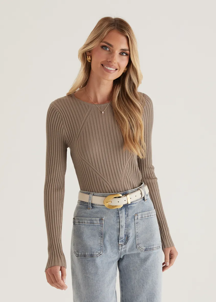 Skylee Knit Top - Mocha sold by Gingham & Heels product image thumbnail 3