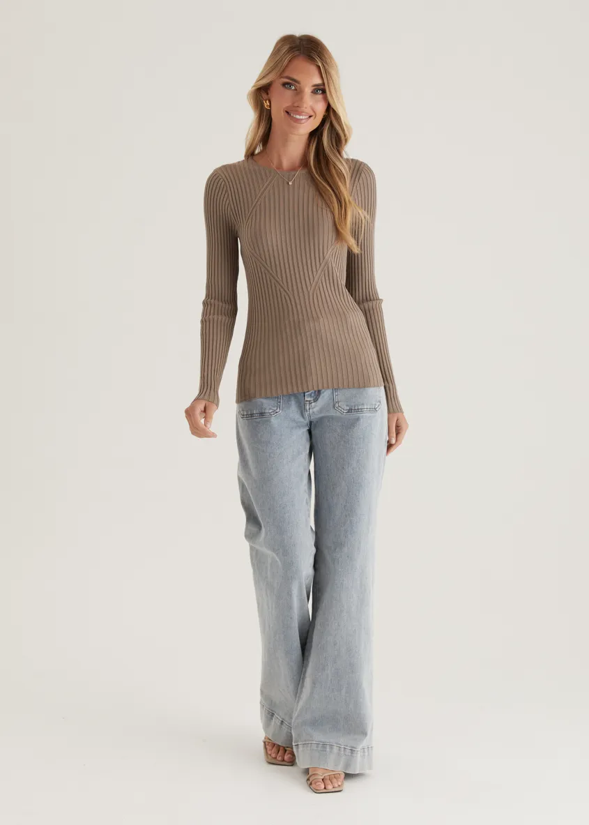 Skylee Knit Top - Mocha sold by Gingham & Heels product image thumbnail 4