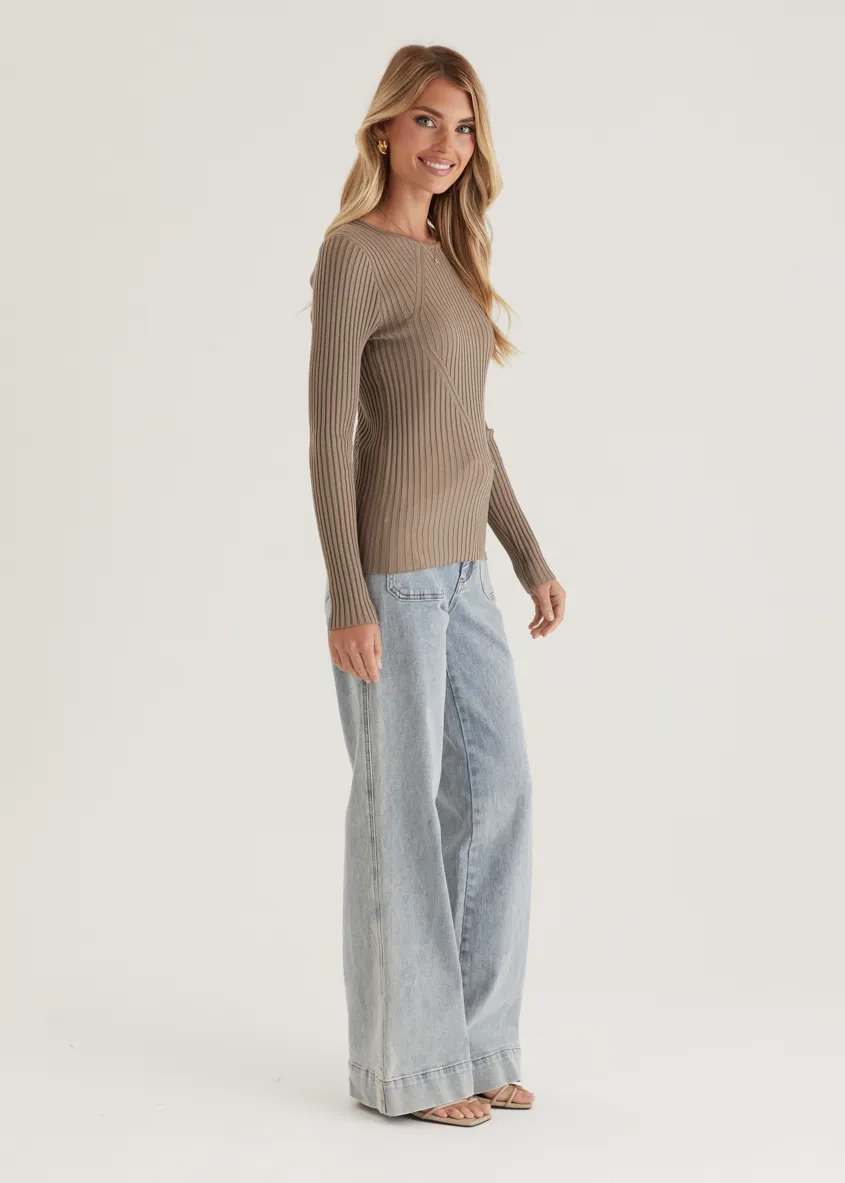 Skylee Knit Top - Mocha sold by Gingham & Heels product image thumbnail 5