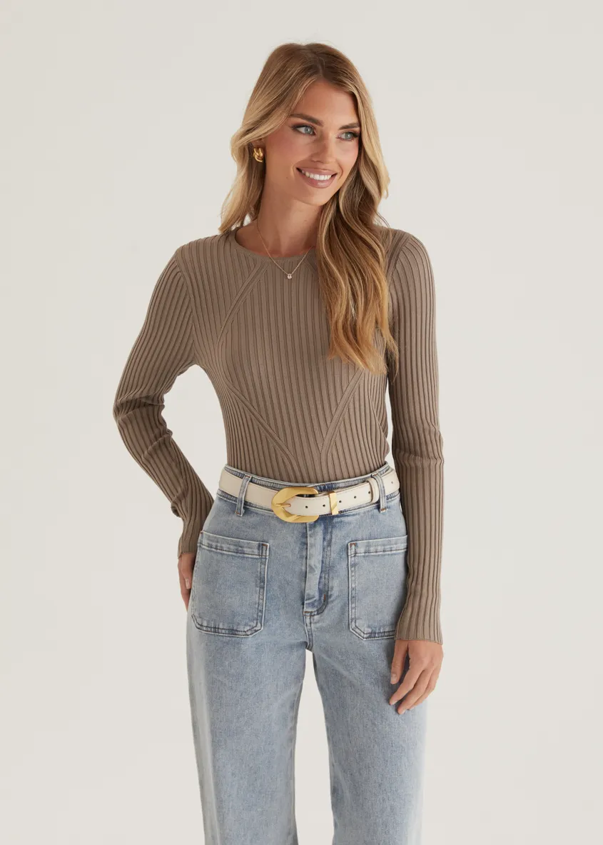 Skylee Knit Top - Mocha sold by Gingham & Heels product image thumbnail 2