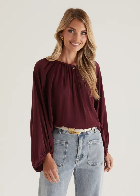Memphis Blouse - Wine sold by Gingham & Heels