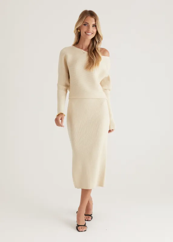 Rival Knit Midi Dress - Cream sold by Gingham & Heels