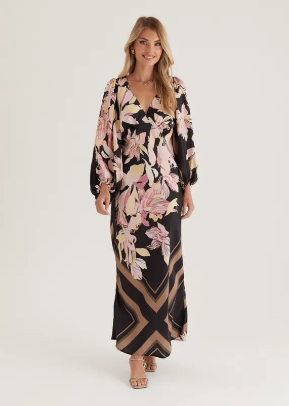 Stetha Maxi Dress - Black Floral sold by Gingham & Heels
