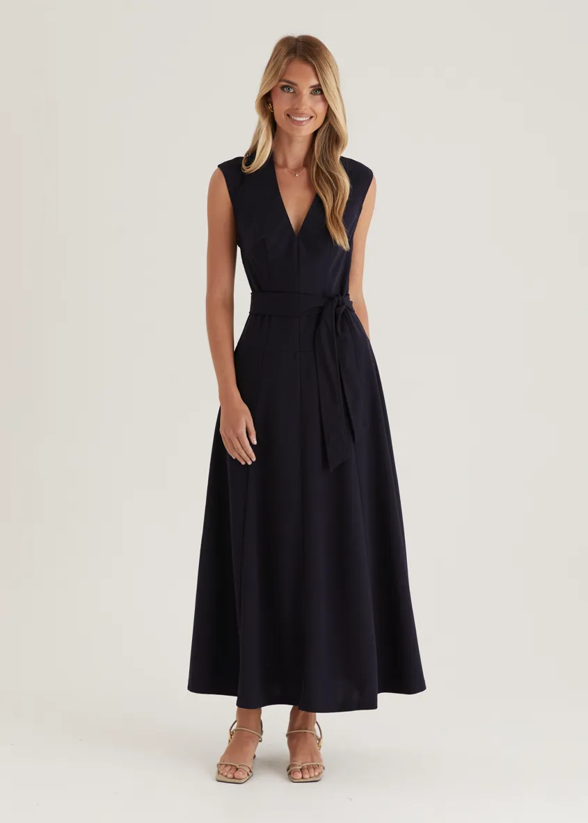 Manhattan Midi Dress - Navy sold by Gingham & Heels