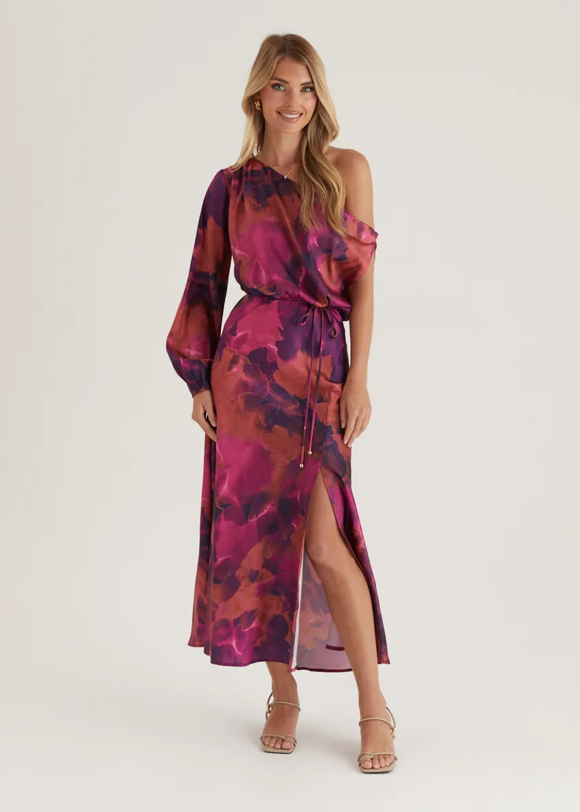 Ayana Drop Shoulder Maxi Dress - Violet Tie Dye sold by Gingham & Heels