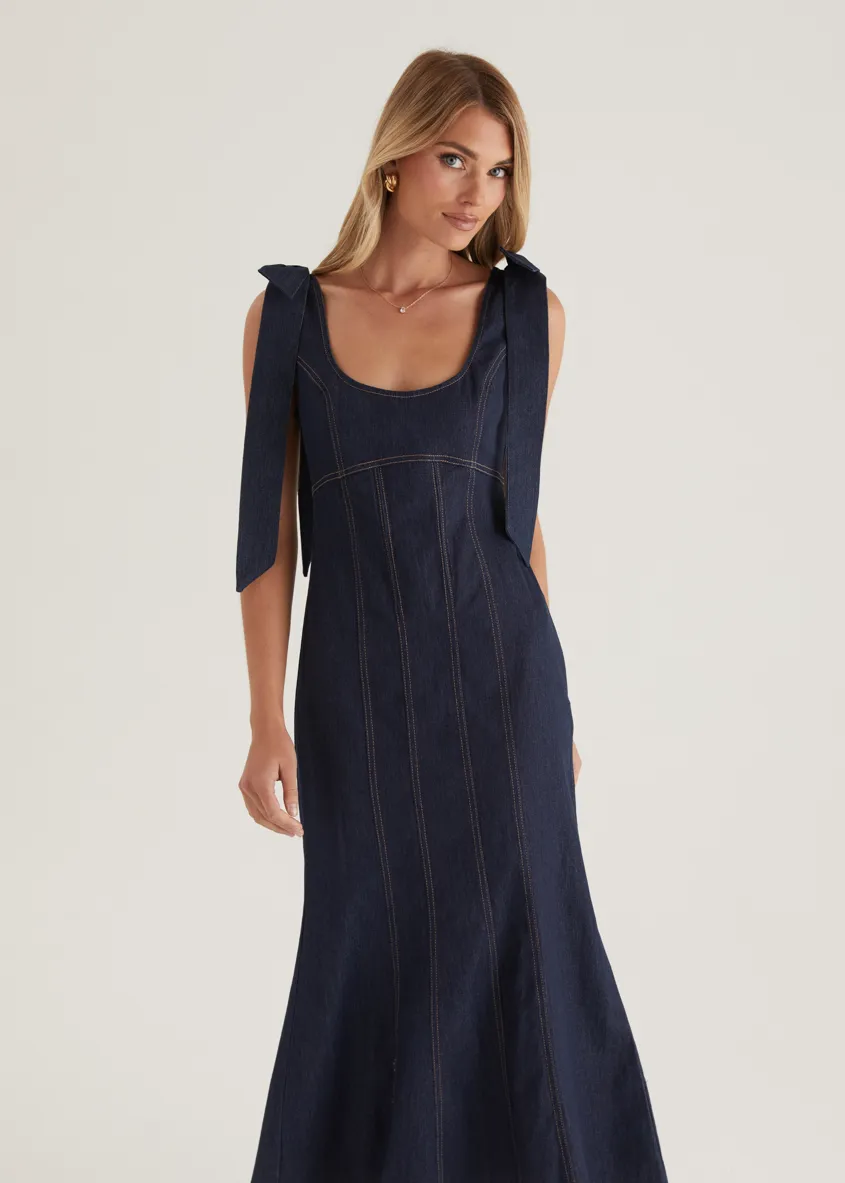 Adeline Denim Midi Dress - Indigo sold by Gingham & Heels product image thumbnail 5