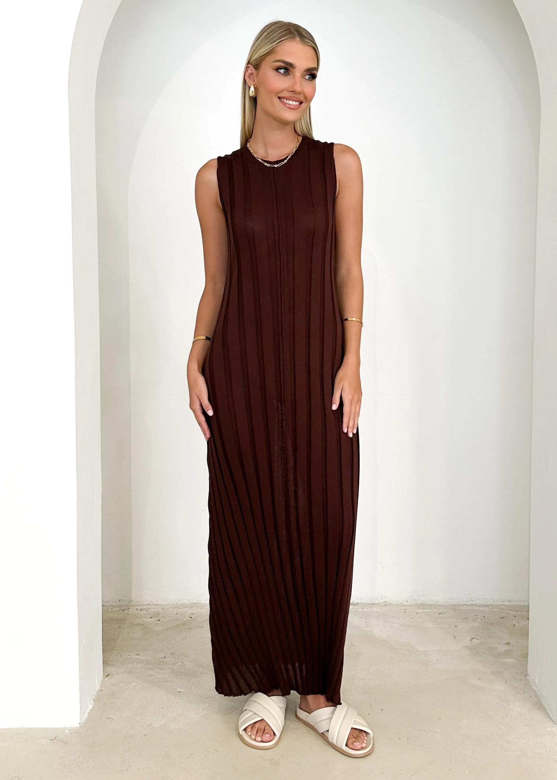 Raylarra Knit Midi Dress - Chocolate sold by Gingham & Heels product image thumbnail 3
