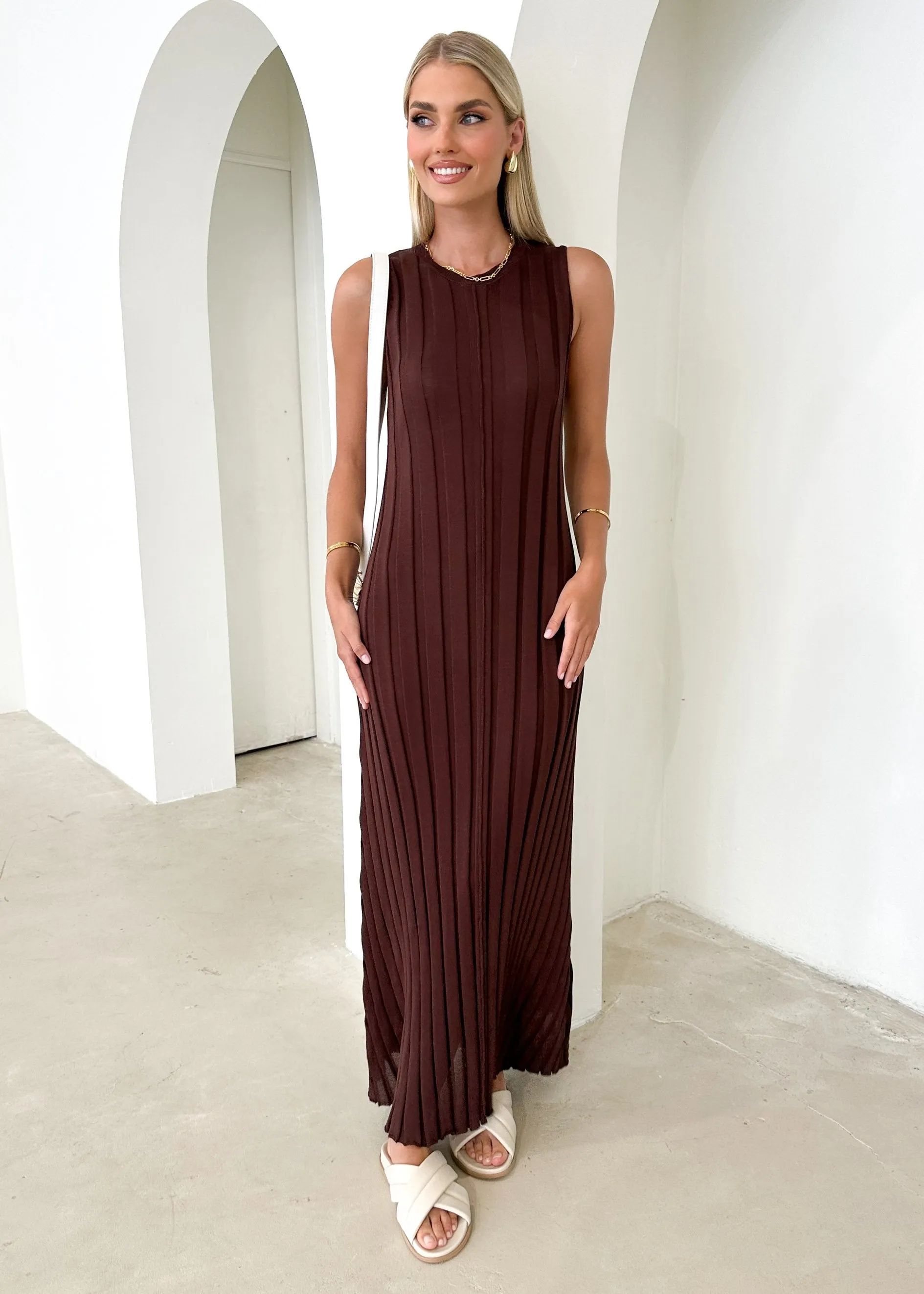 Raylarra Knit Midi Dress - Chocolate sold by Gingham & Heels product image thumbnail 2