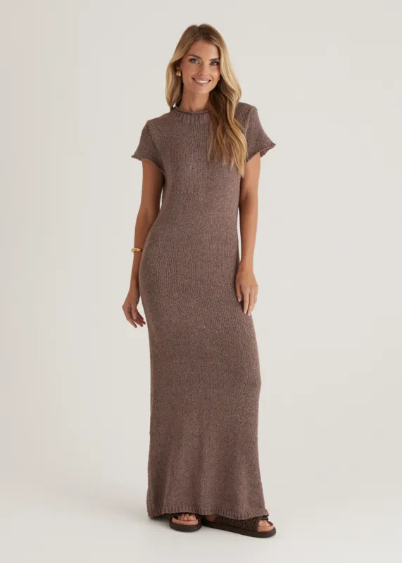 Kori Knit Maxi Dress - Choc sold by Gingham & Heels