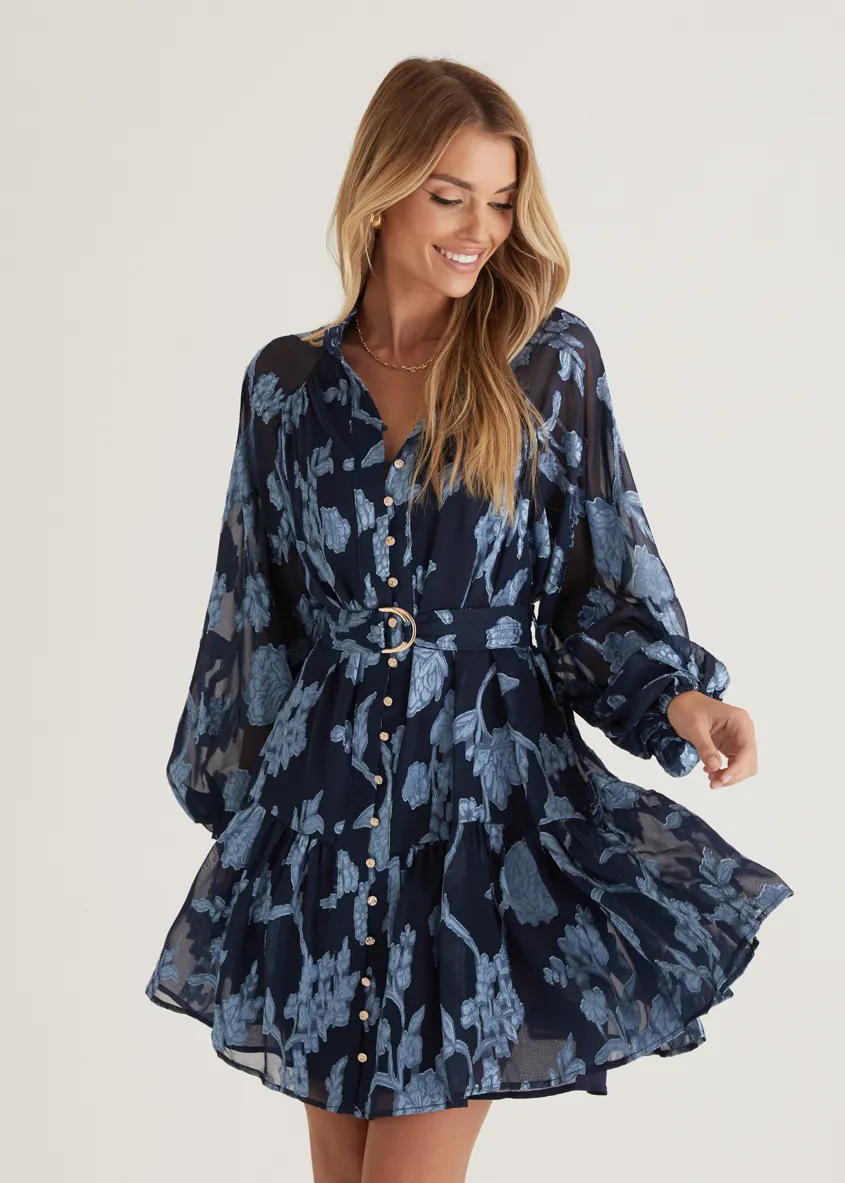 Azalea Dress - Blue Floral sold by Gingham & Heels