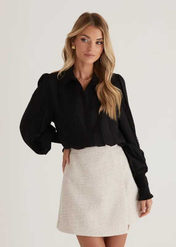 Roxanne Shirt - Black sold by Gingham & Heels
