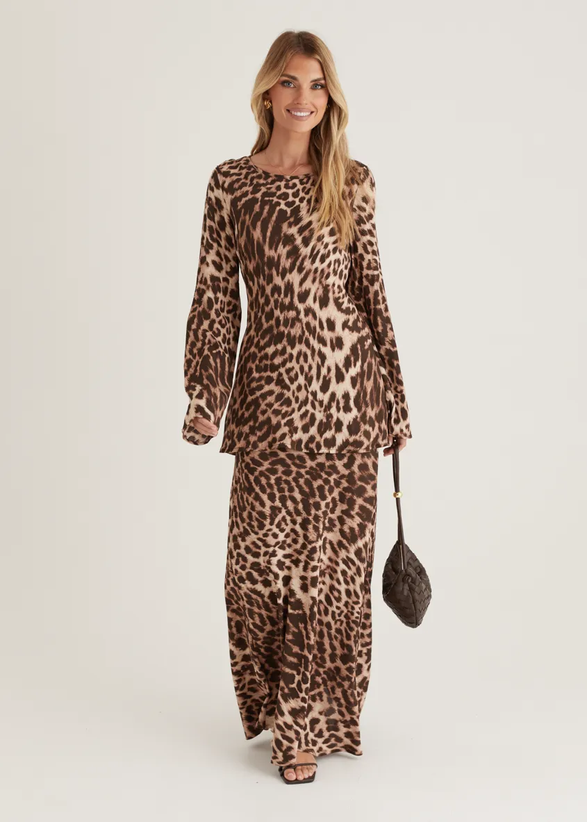 Savanna Maxi Skirt - Leopard sold by Gingham & Heels product image thumbnail 5