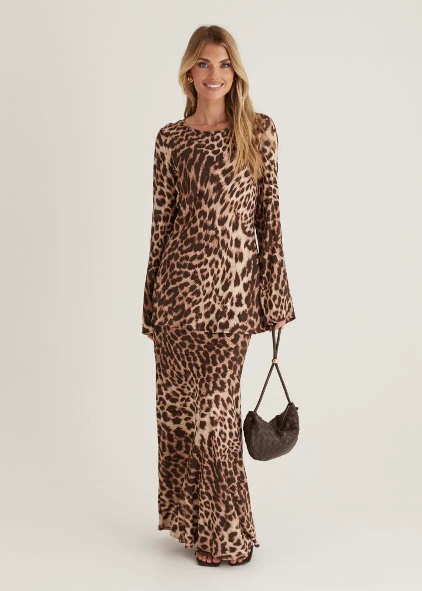 Savanna Maxi Skirt - Leopard sold by Gingham & Heels product image thumbnail 3