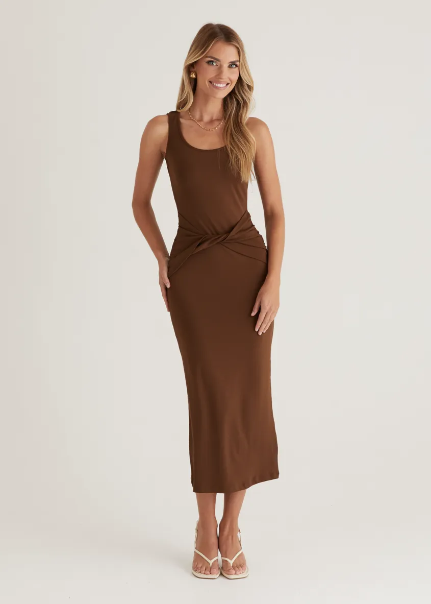 Sonia Midi Dress - Chocolate sold by Gingham & Heels product image thumbnail 4
