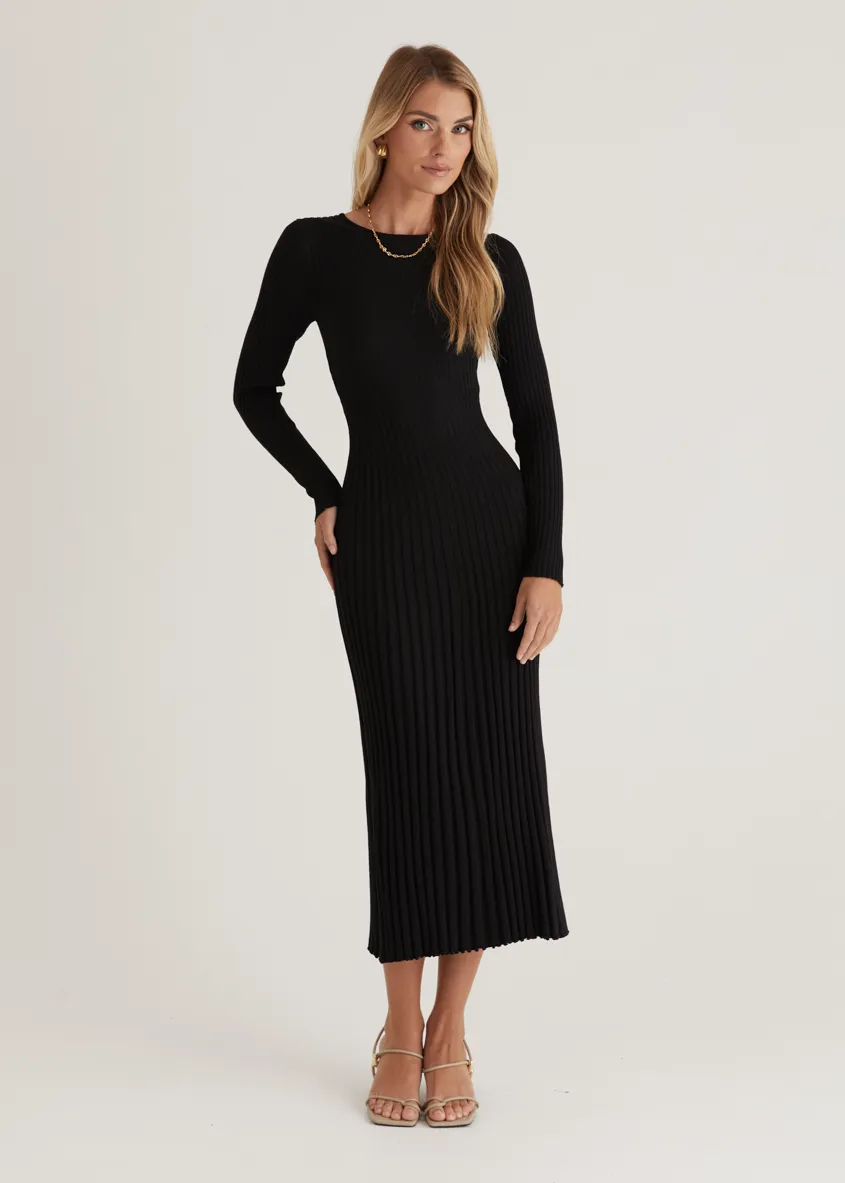 Ahloe Knit Midi Dress - Black sold by Gingham & Heels product image thumbnail 3