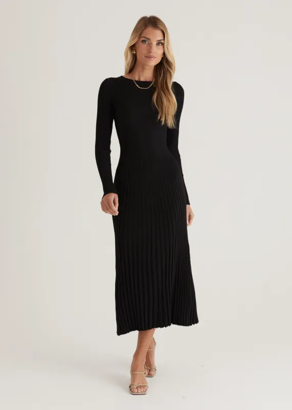 Ahloe Knit Midi Dress - Black sold by Gingham & Heels