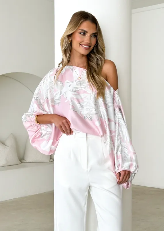 Maui Off Shoulder Top - Pink Floral sold by Gingham & Heels