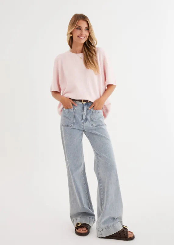 Ebonie Knit Tee - Pink sold by Gingham & Heels