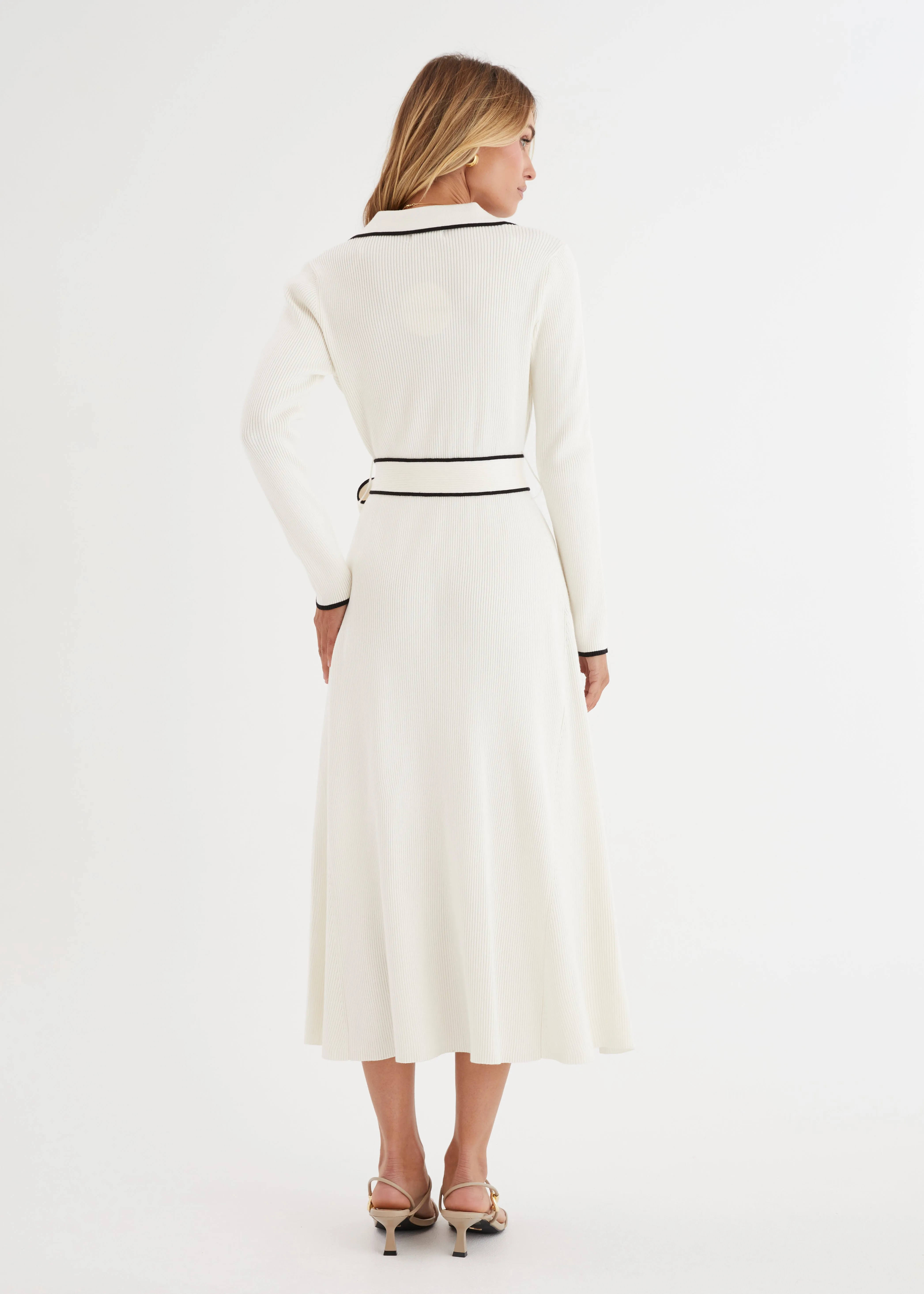 Stephanie Knit Midi Dress - Cream sold by Gingham & Heels product image thumbnail 4