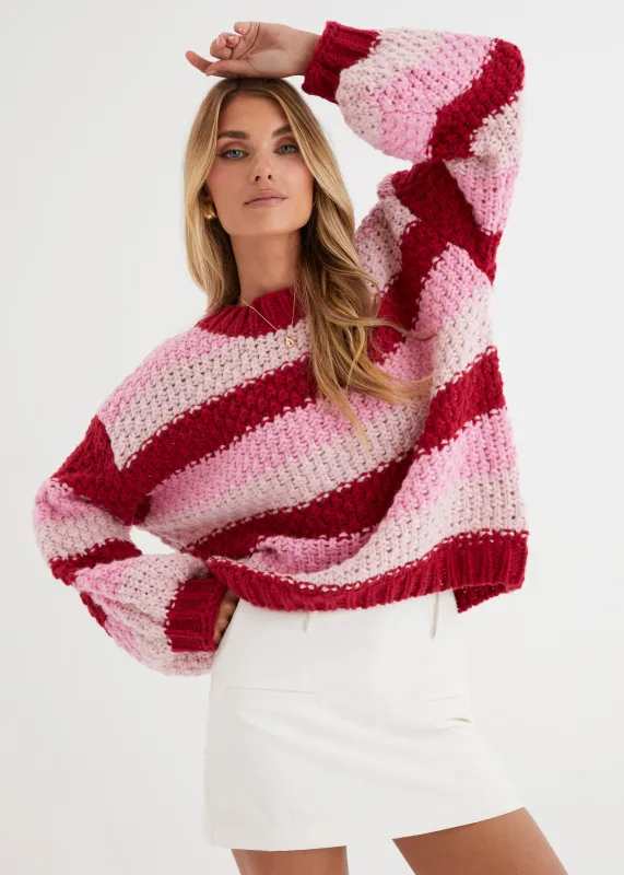 Alana Sweater - Candy Stripe sold by Gingham & Heels