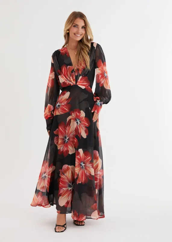 Frida Maxi Dress - Black Floral sold by Gingham & Heels