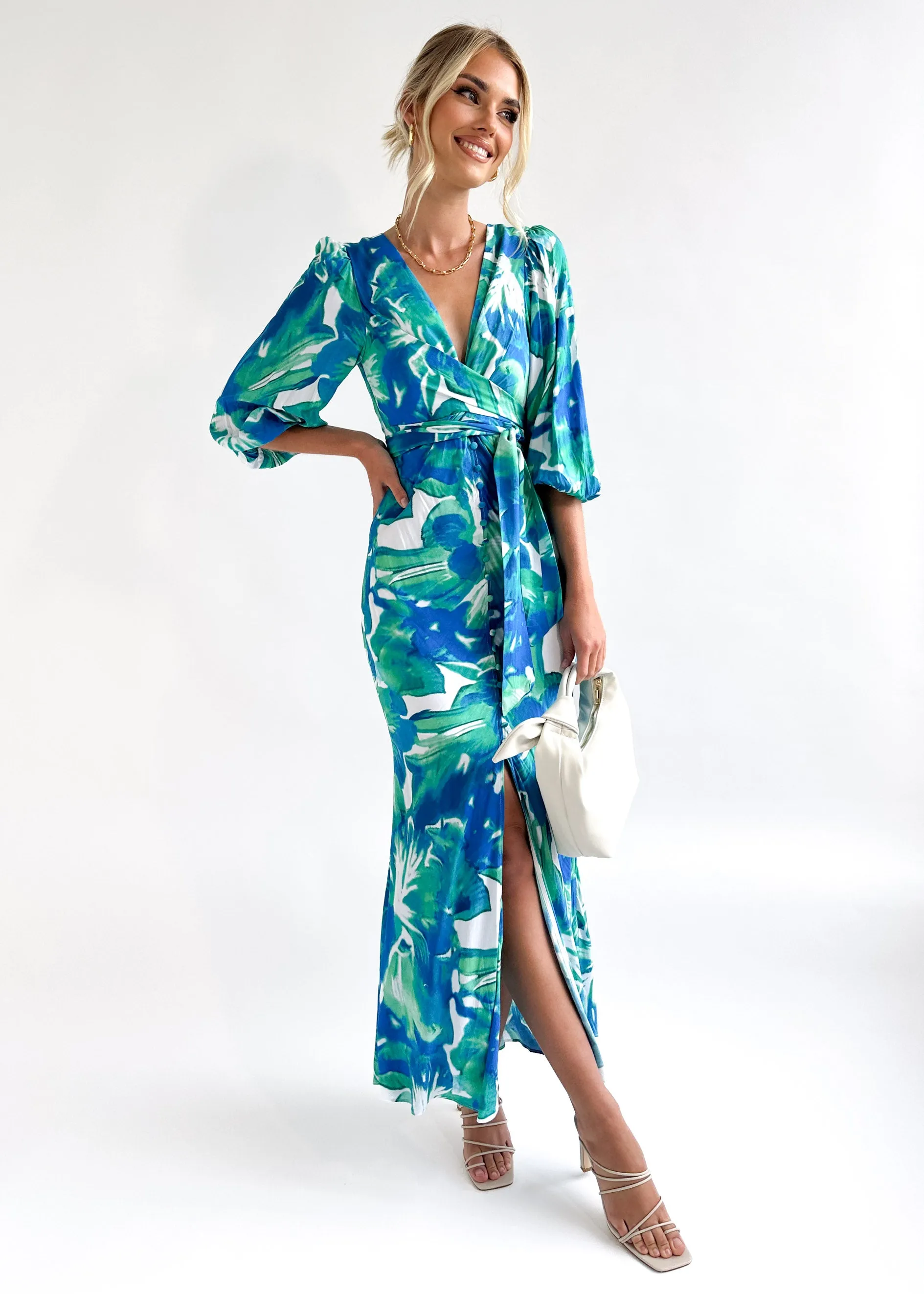 Orielle Midi Dress - Cobalt Swirl sold by Gingham & Heels