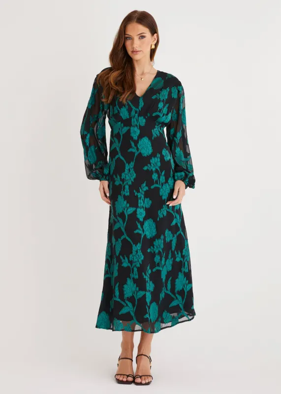 Primavera Maxi Dress - Emerald Floral sold by Gingham & Heels