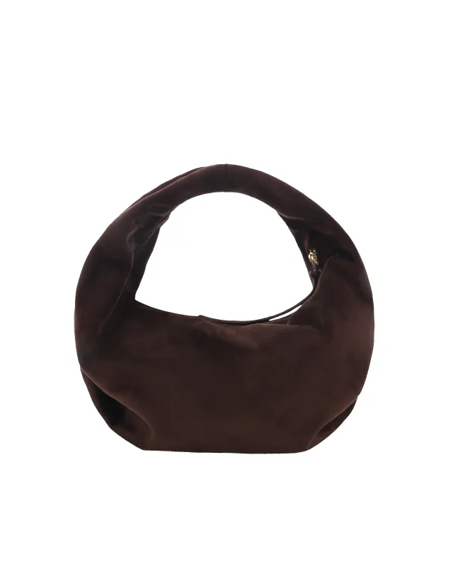 Renee Shoulder Bag - Chocolate Suede sold by Gingham & Heels