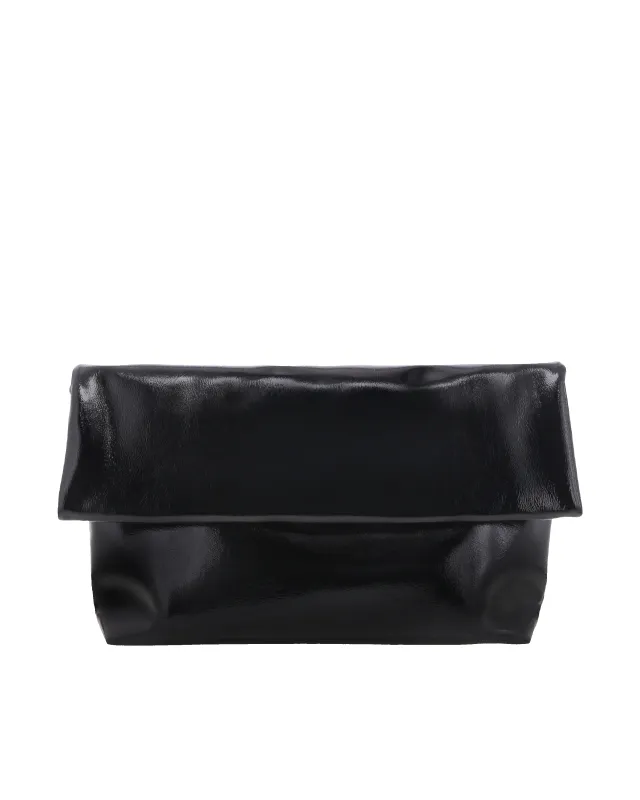 Rylee Clutch Bag - Black Crinkle Patent sold by Gingham & Heels