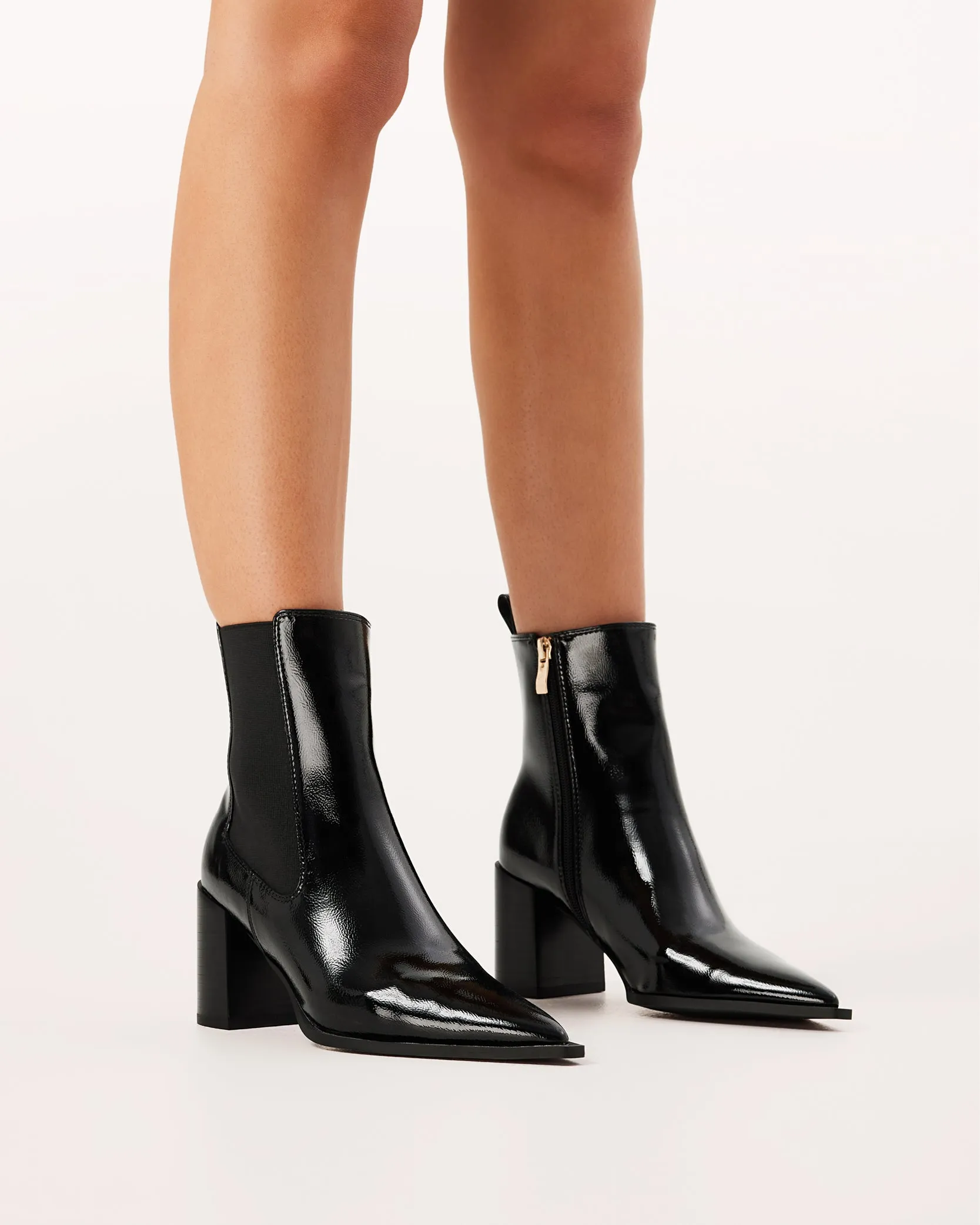 Stephanie Boots - Black Crinkle Patent sold by Gingham & Heels product image thumbnail 3