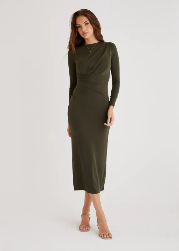 Midas Midi Dress - Khaki sold by Gingham & Heels