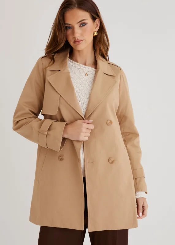 Alissa Cropped Trench Coat - Beige sold by Gingham & Heels