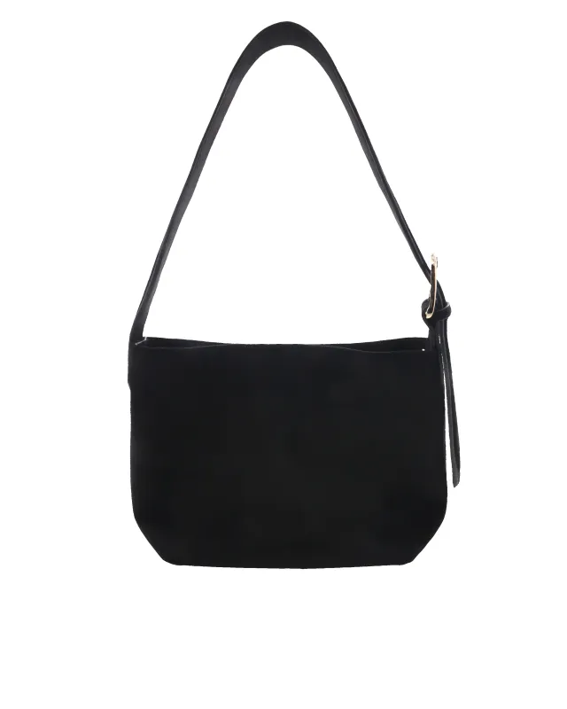 Freya Shoulder Bag - Black Suede sold by Gingham & Heels