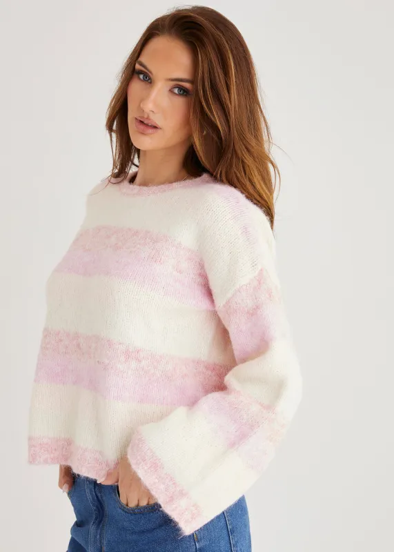 Sundae Sweater - Pink Stripe sold by Gingham & Heels