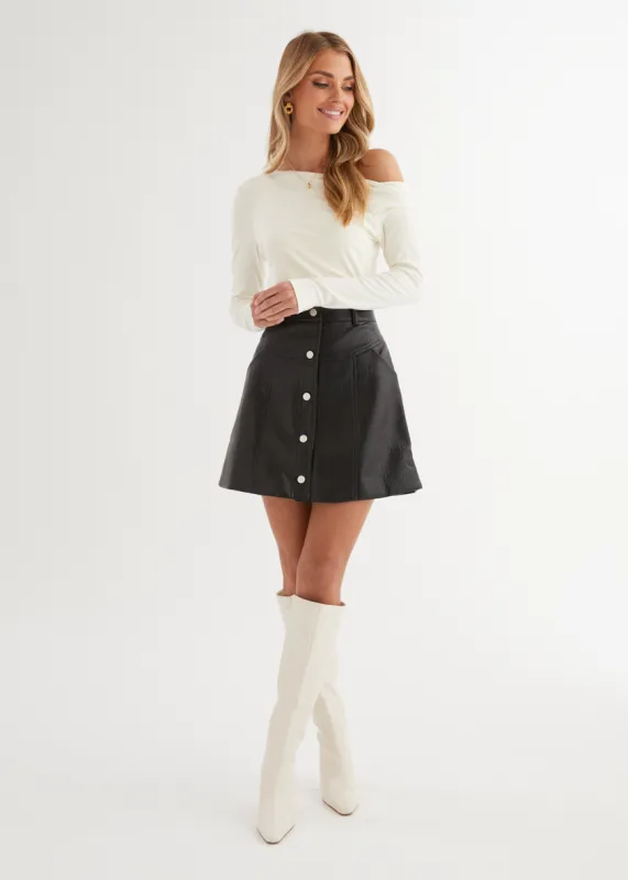 Bittersweet PU Skirt - Black sold by Gingham & Heels