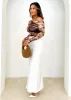 Rita Off Shoulder Top - Tan Watercolour sold by Gingham & Heels