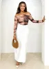 Rita Off Shoulder Top - Tan Watercolour sold by Gingham & Heels