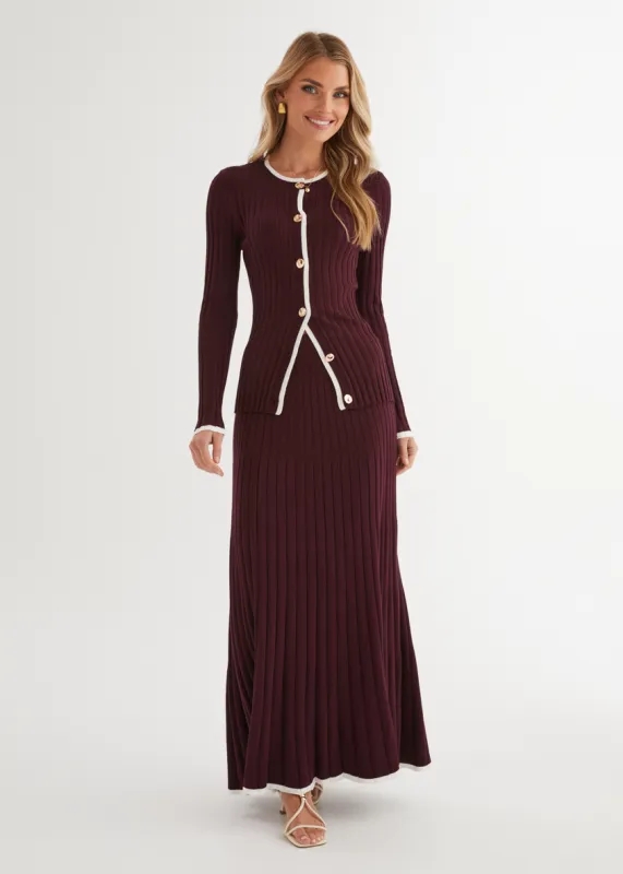 Coogee Knit Midi Skirt - Plum sold by Gingham & Heels
