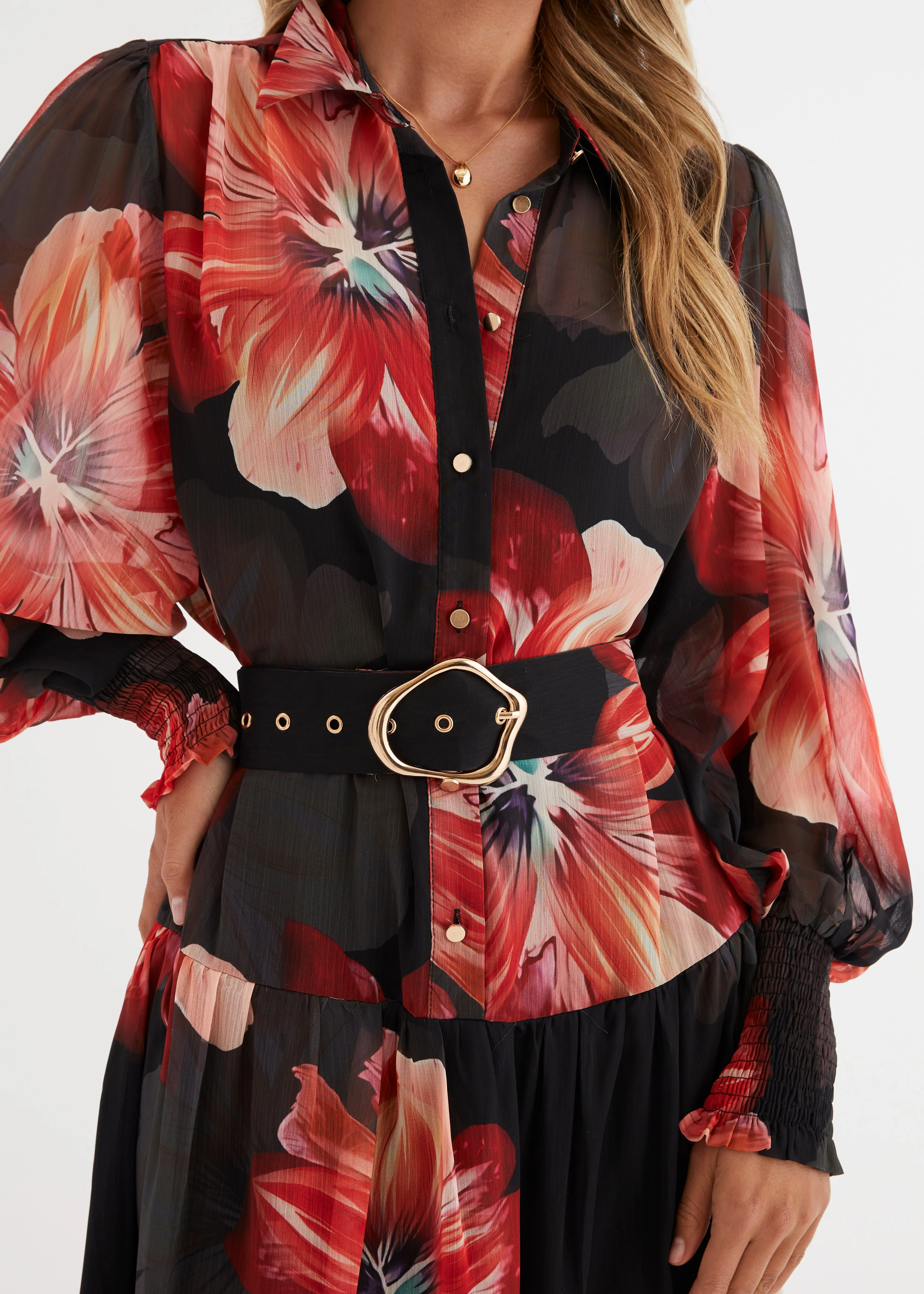 Aleera Midi Dress - Black Floral sold by Gingham & Heels product image thumbnail 5