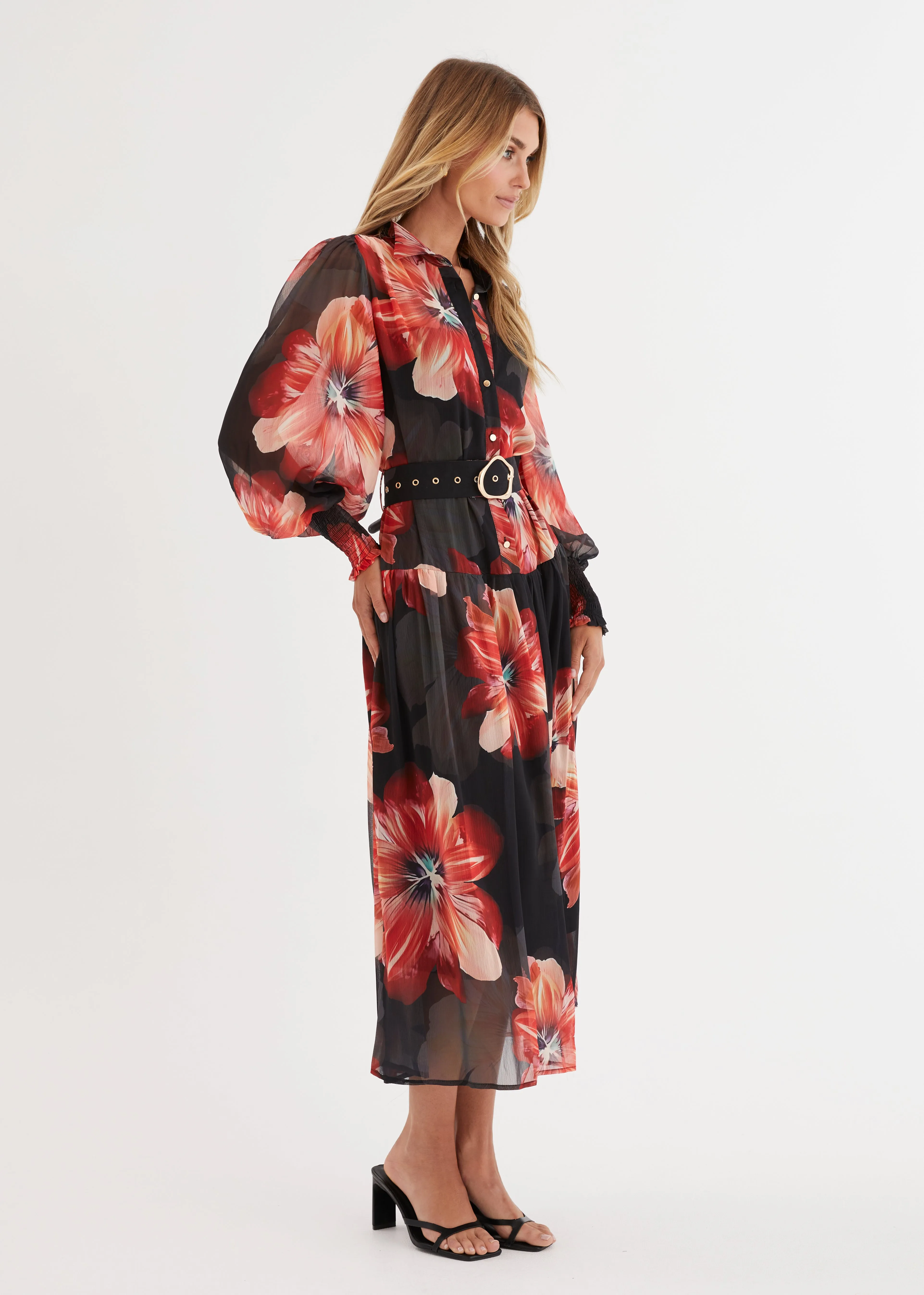 Aleera Midi Dress - Black Floral sold by Gingham & Heels product image thumbnail 3