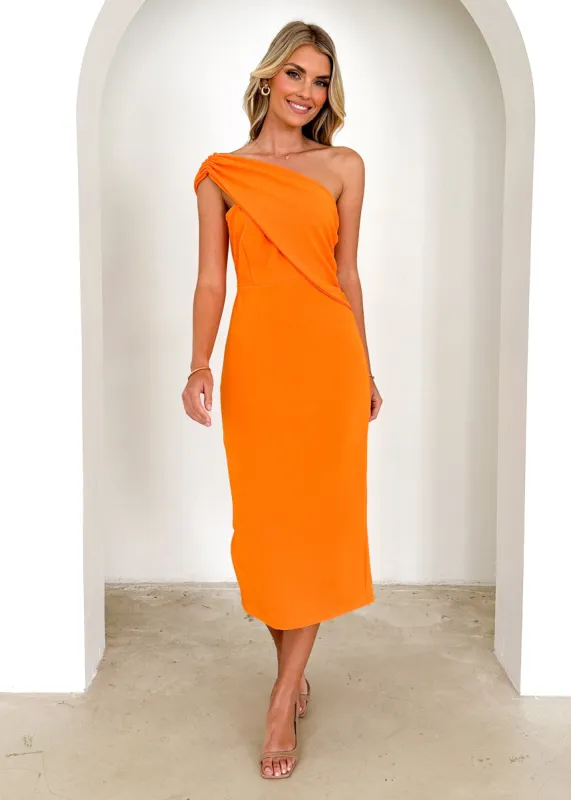 Freer Midi Dress - Orange sold by Gingham & Heels