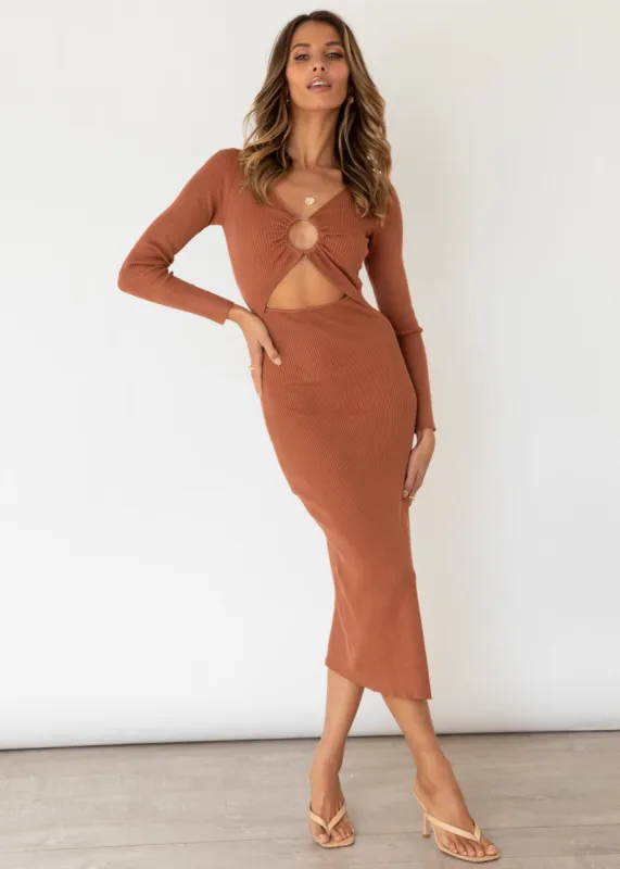 Dekota Knit Midi Dress - Choc sold by Gingham & Heels