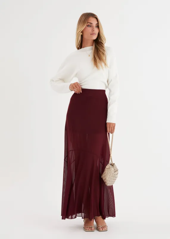 Alani Maxi Skirt - Wine sold by Gingham & Heels
