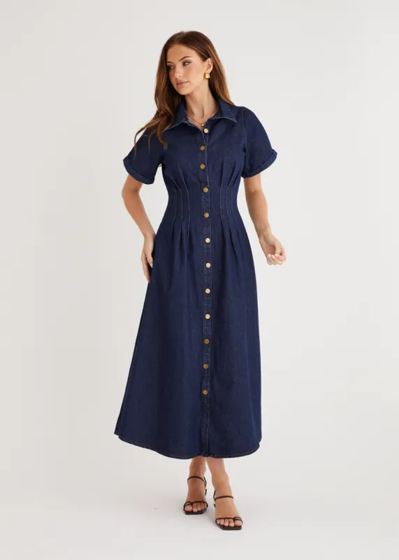 Annika Denim Midi Dress - Indigo sold by Gingham & Heels